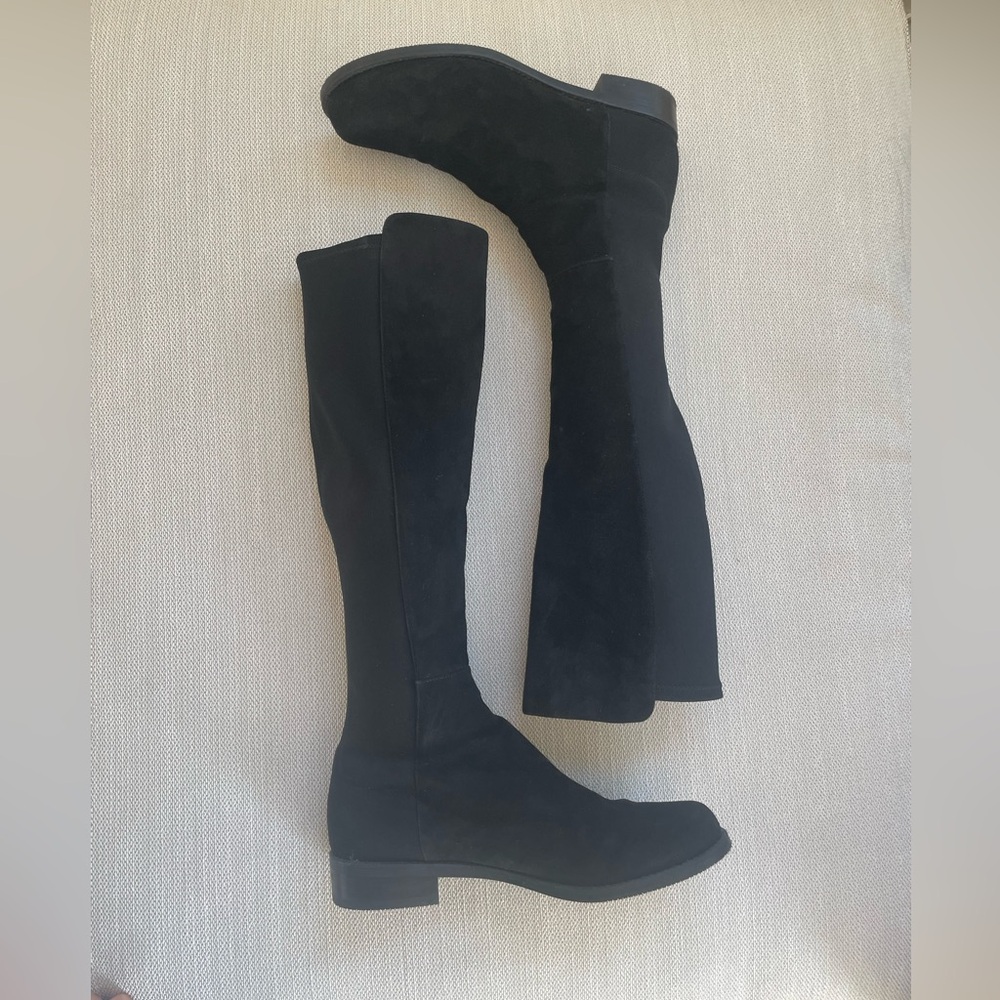 Stuart Weitzman Black Suede Half N Half Knee High boots, size 10, excellent